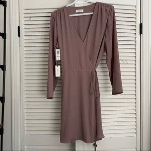 Babaton Long Sleeve Mauve Wrap Dress